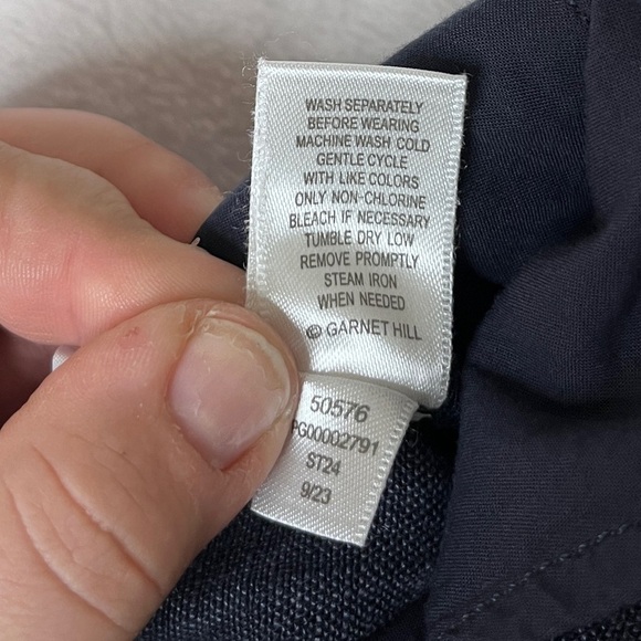 Garnet Hill 100% Linen Navy Blue Wide Leg Pants sz 10 Lagenlook Coastal Grandma - Picture 6 of 10